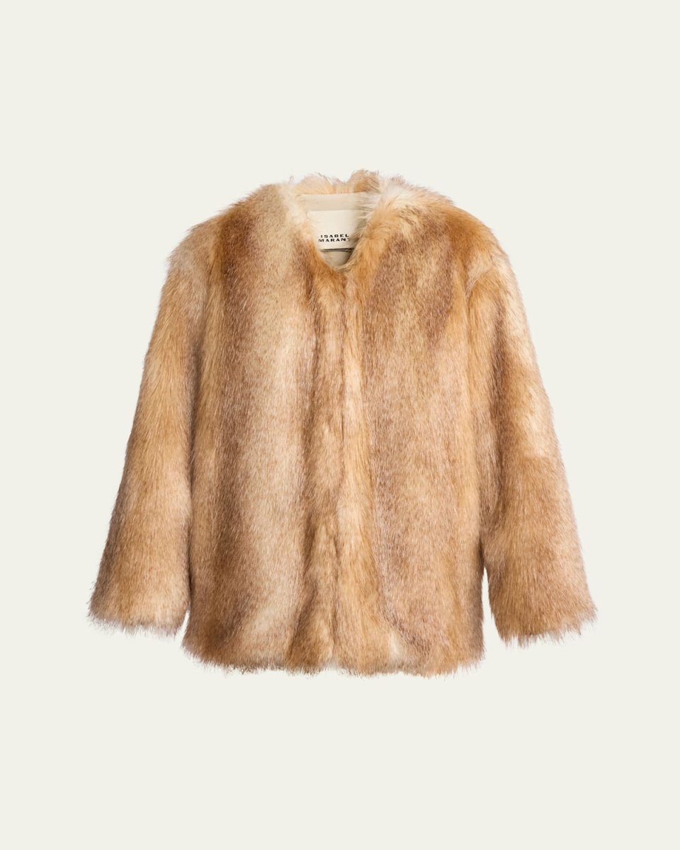 Aglae Faux Fur Collarless Coat